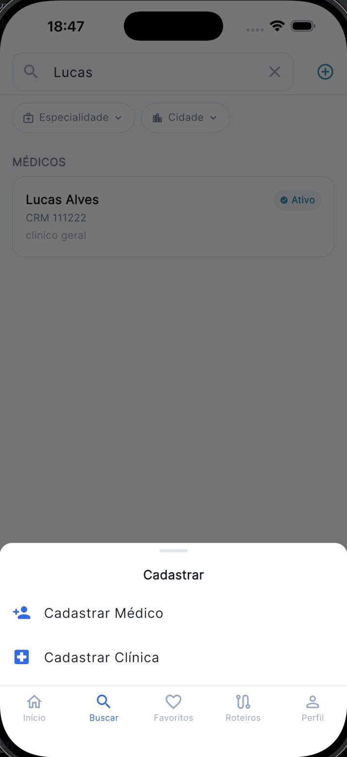 Busca de médicos no RepSync